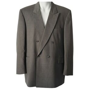 Vintage Hardwick Clothes Double Breasted Blazer Gray Made in USA Size 44R